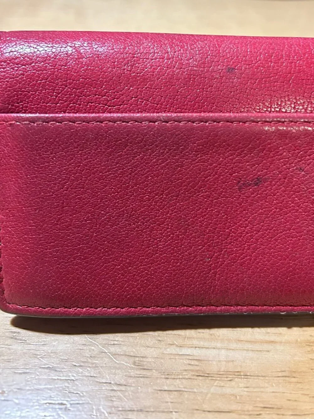 Authentic Christian Dior Paris Red Leather Saddle D Charm Credit Card Wallet